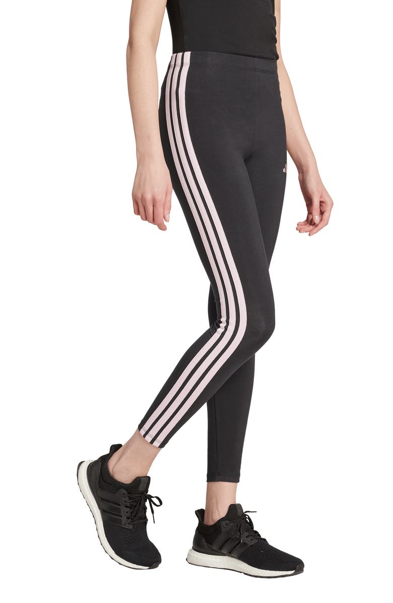 adidas 3-Stripe Leggings, Alternate, color, Black/ Clear Pink