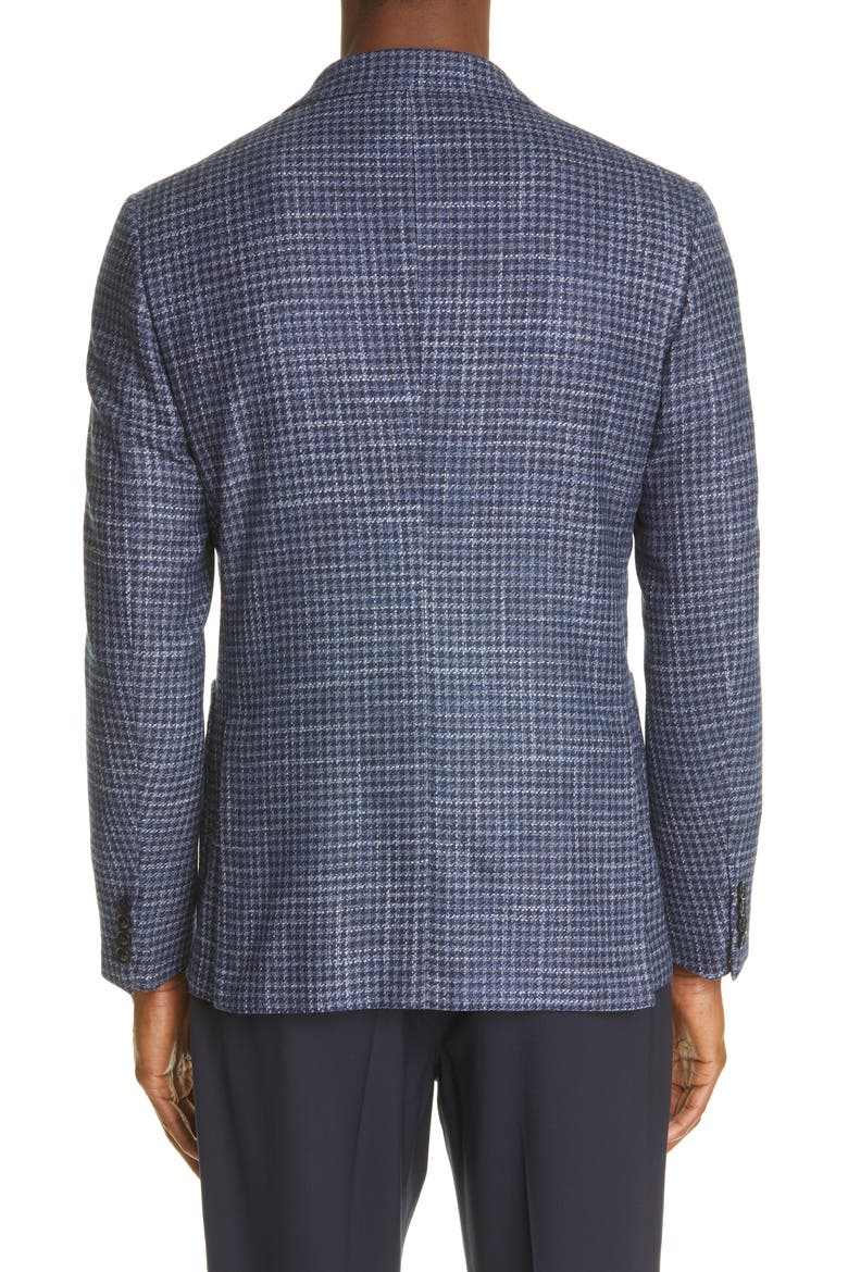 Crossover Micro Check Wool, Silk & Cashmere Sport Coat, Alternate, color, BLUE