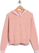 YOGALICIOUS Striped Rib Knit Half-Zip Hoodie