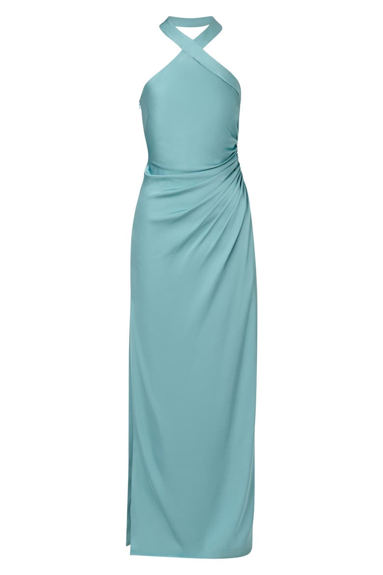 white floral chiffon double tier plunge skater dress Cream And Blue Women's Dresses Mock Neck closet_4235 Quinceañera guests and Damas Size:2+
