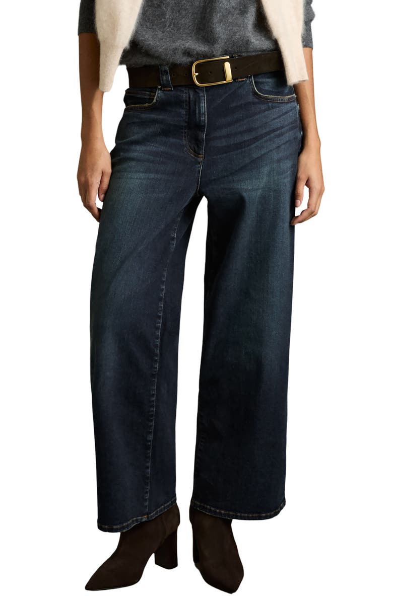 Reiss Myrtle Wide Leg Jeans, Main, color, Dark Blue