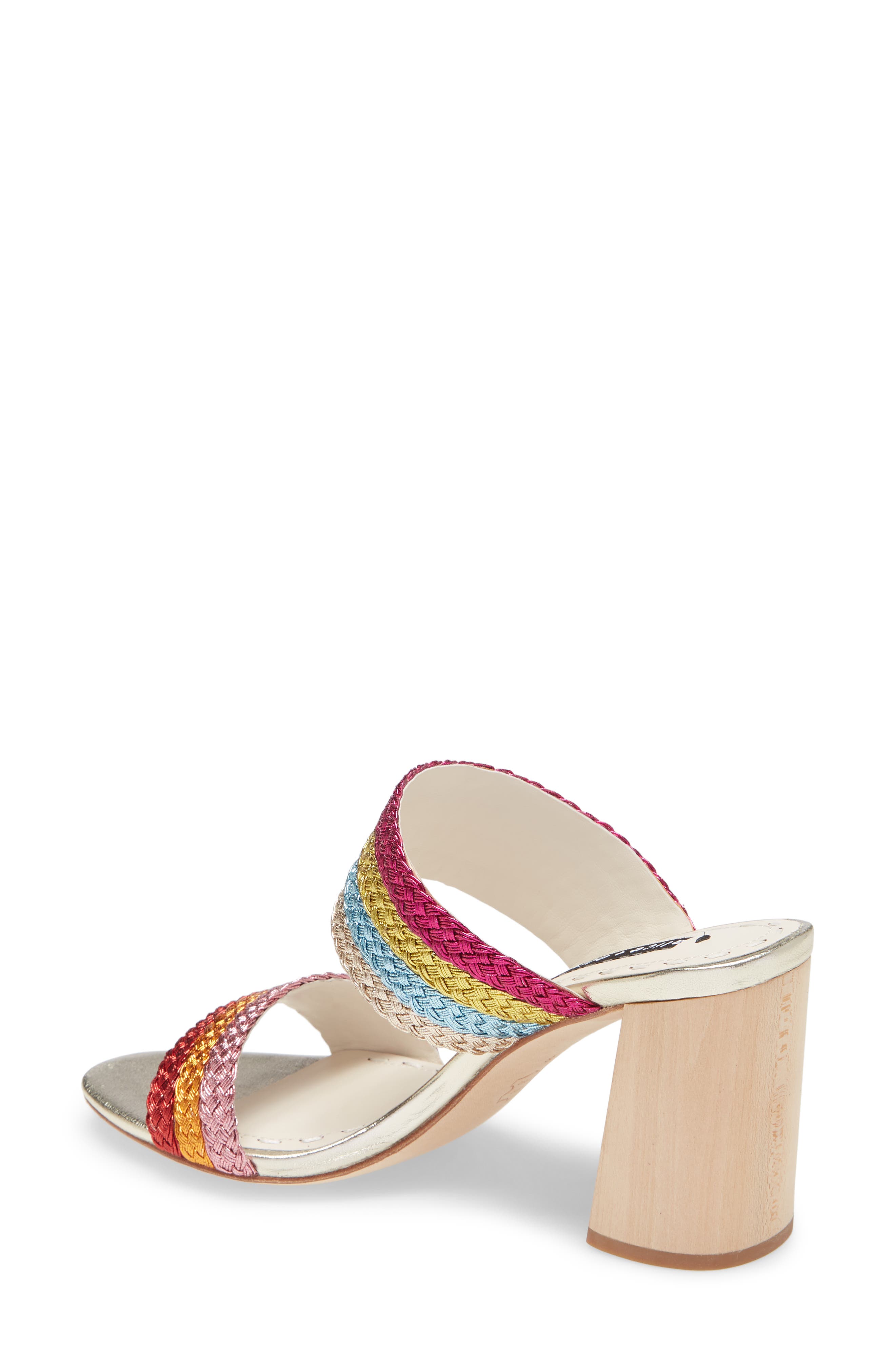 Alice + Olivia Loni Metallic Braided Strap Sandal, Alternate, color, 