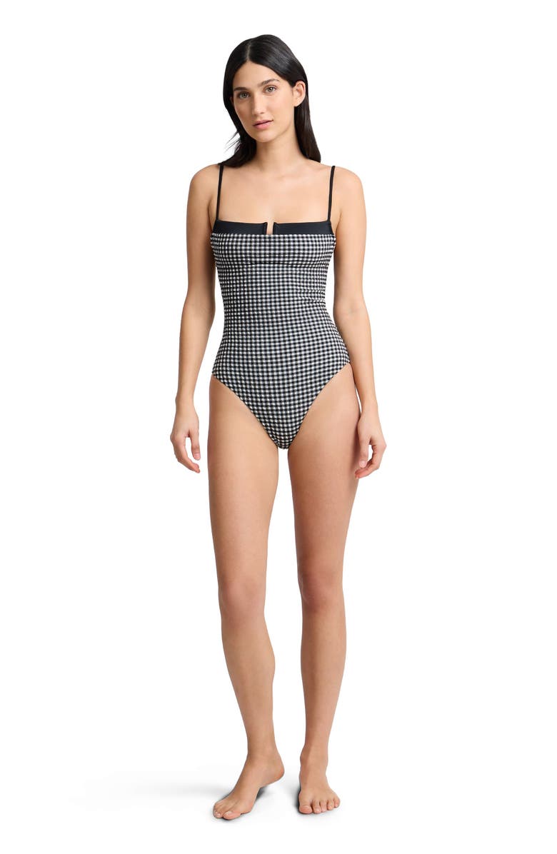 Onia Melanie Stretch Underwire One-Piece, Main, color, Black/White