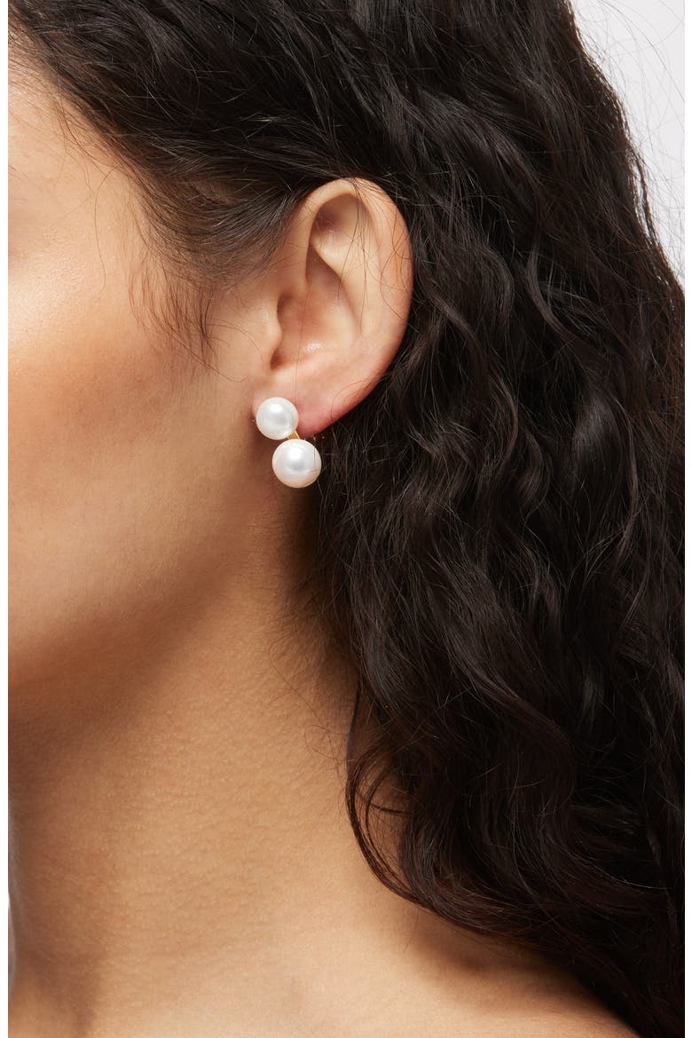 Bianca Double Pearl Earrings, Alternate, color, GOLD/PEARL