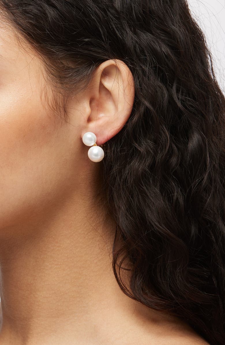Shashi Bianca Double Pearl Earrings, Alternate, color, Gold/Pearl