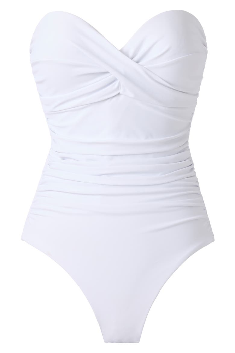 Rock Solid Madrid Bandeau One-Piece Swimsuit, Alternate, color, WHT