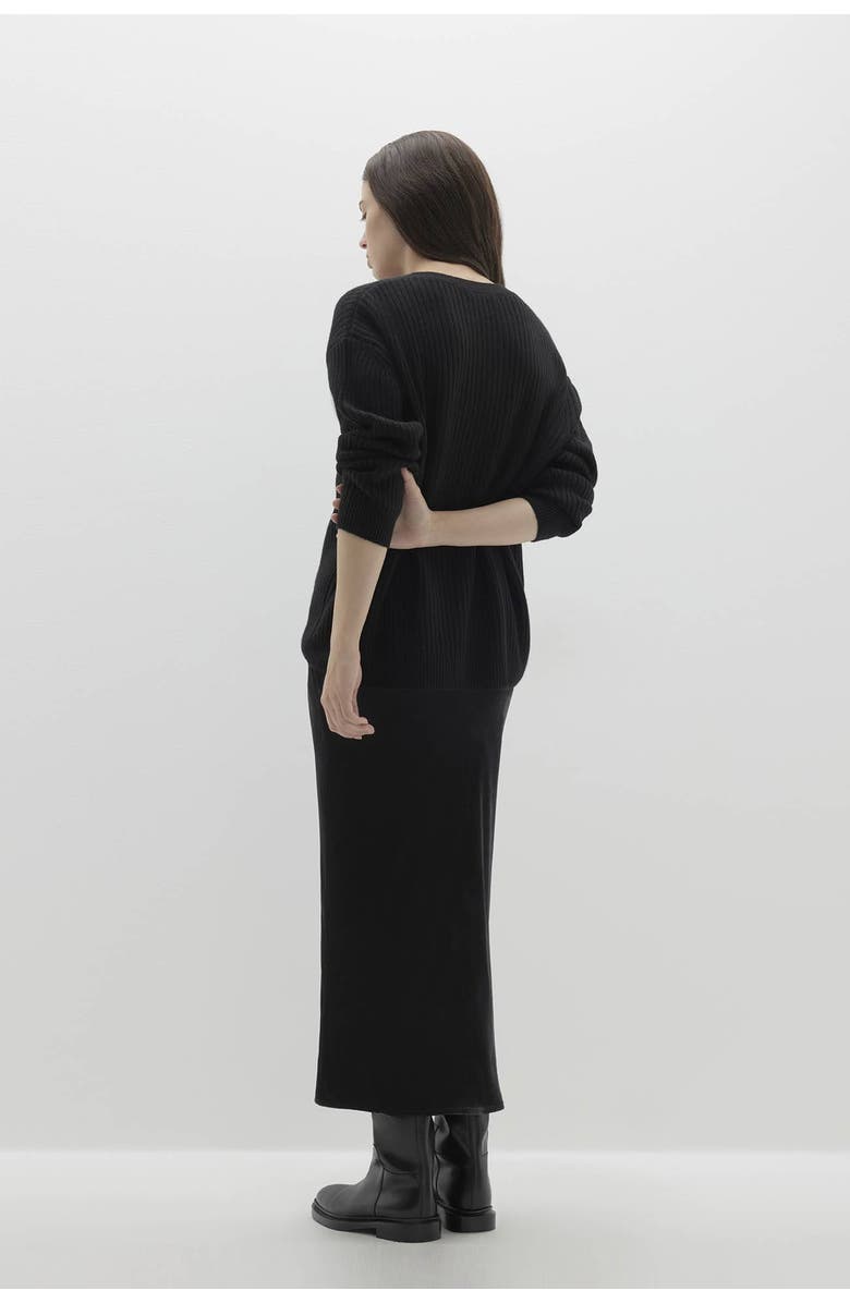 NAKED CASHMERE Campbell Ribbed Crewneck Cashmere Sweater, Alternate, color, Black