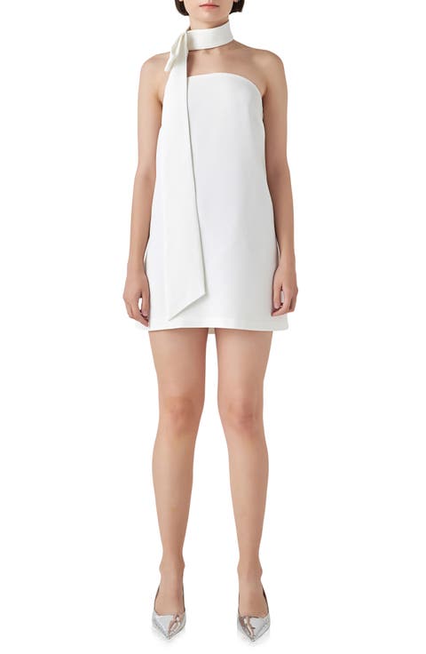 Strapless Shift Dress & Tie Choker Set