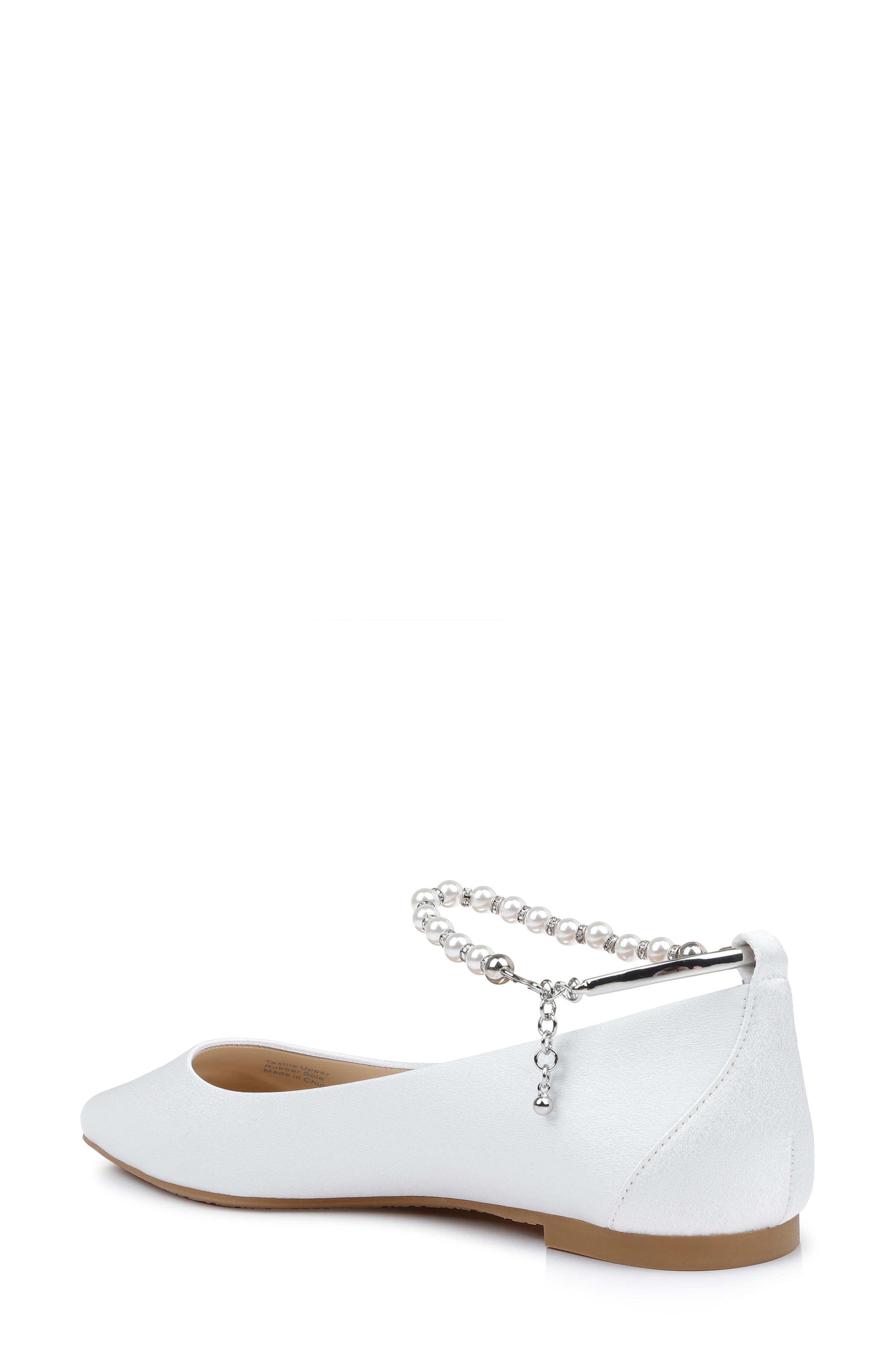 Badgley Mischka Collection London Ankle Strap Flat, Alternate, color, White