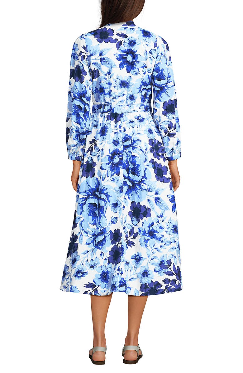 Lands' End Cotton Blend Bracelet Sleeve Midi Shirt Dress, Alternate, color, 