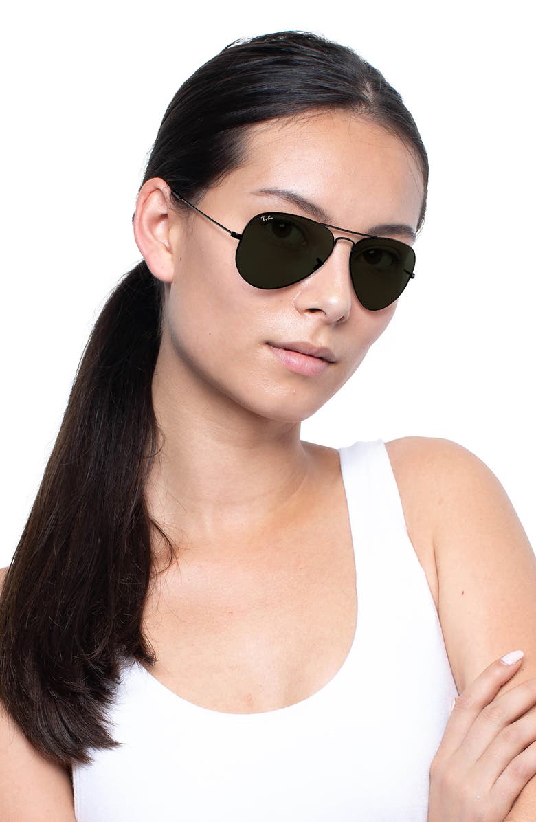Ray-Ban 58mm Aviator Sunglasses, Alternate, color, Black
