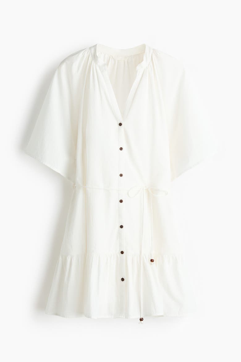 Tie-belt Shirt Dress, Alternate, color, Cream