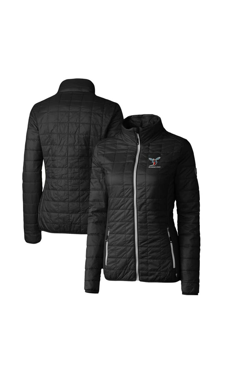 Cutter & Buck Women's Cutter & Buck Black Delaware State Hornets Rainier Eco Insulated Puffer Full-Zip Jacket, Main, color, 