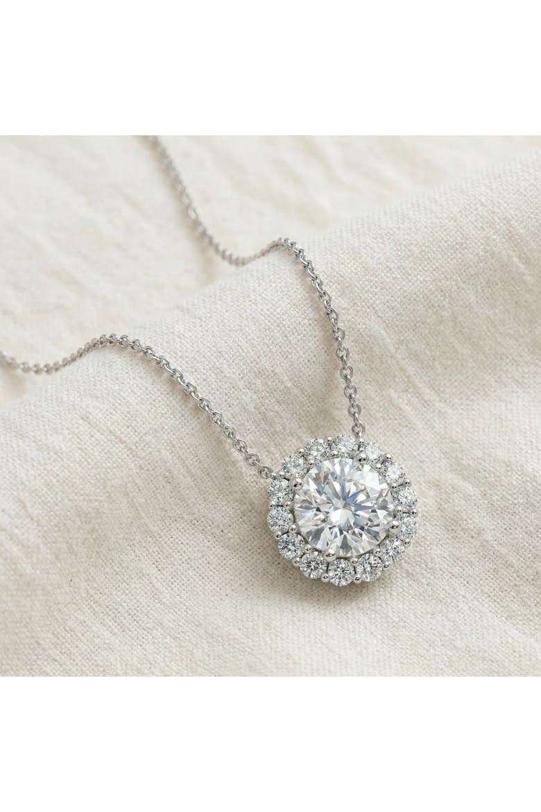 Certified 3 1/2Ct Halo Diamond Pendant Lab Grown 14k Gold Women's Necklace, Alternate, color, White Gold
