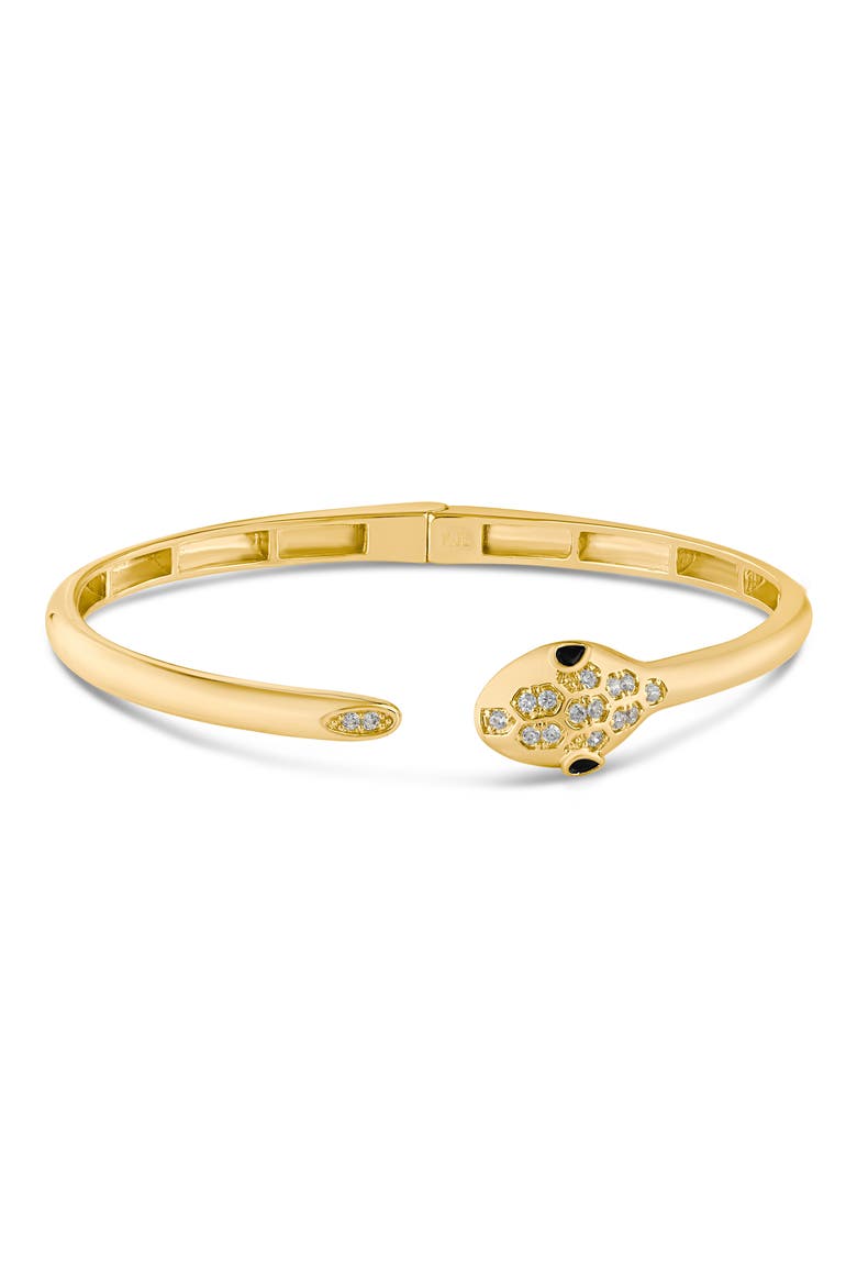 Pavé Snake Head Hinged Bracelet, Main, color, CLEAR/ GOLD