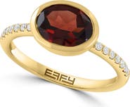 EFFY 14K Yellow Gold Oval Garnet & Diamond Ring - 0.11ct.
