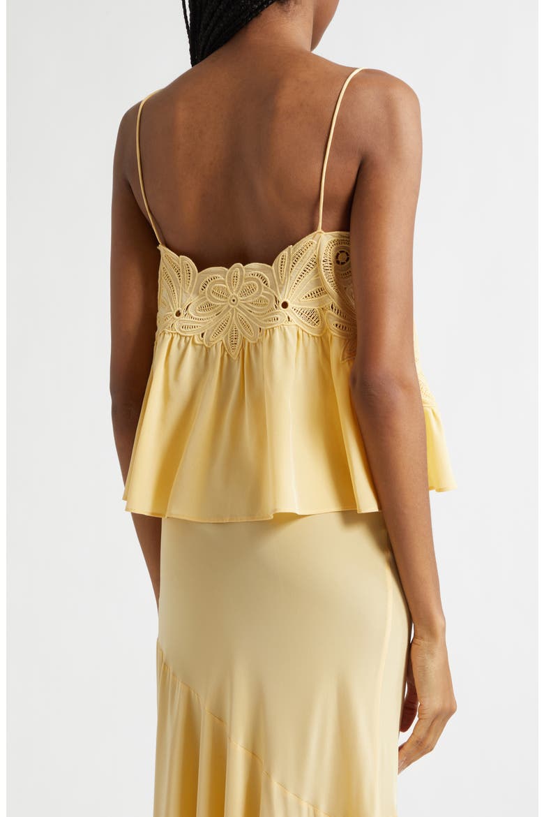 Rosie Lace Appliqué Silk Tank, Alternate, color, DANDELION