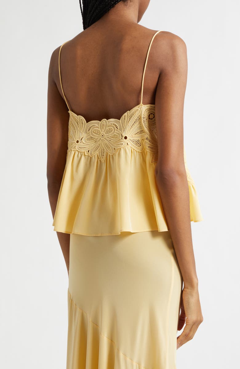 Ulla Johnson Rosie Lace Appliqué Silk Tank, Alternate, color, Dandelion