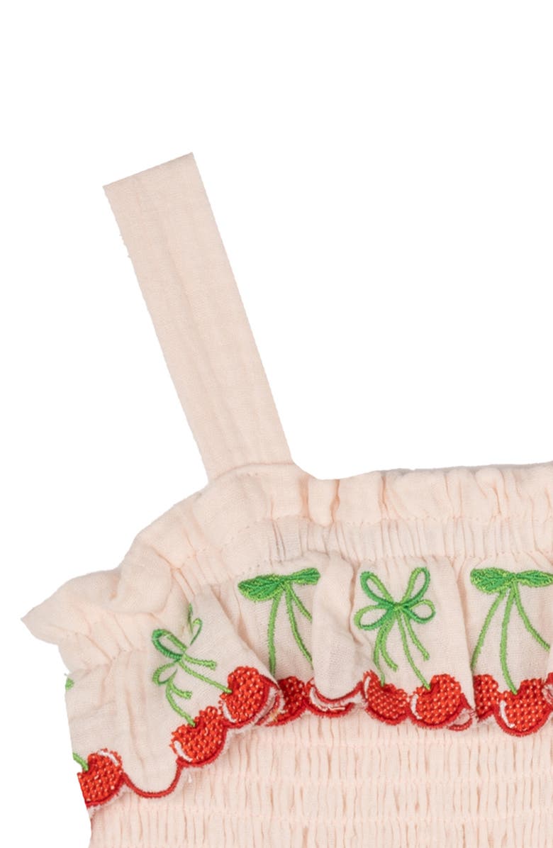 Rare Editions Cherry Embroidered Romper, Alternate, color,