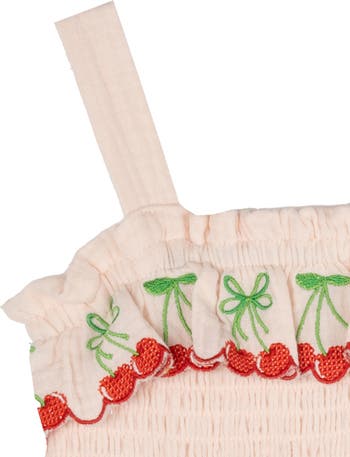 Cherry Embroidered Romper