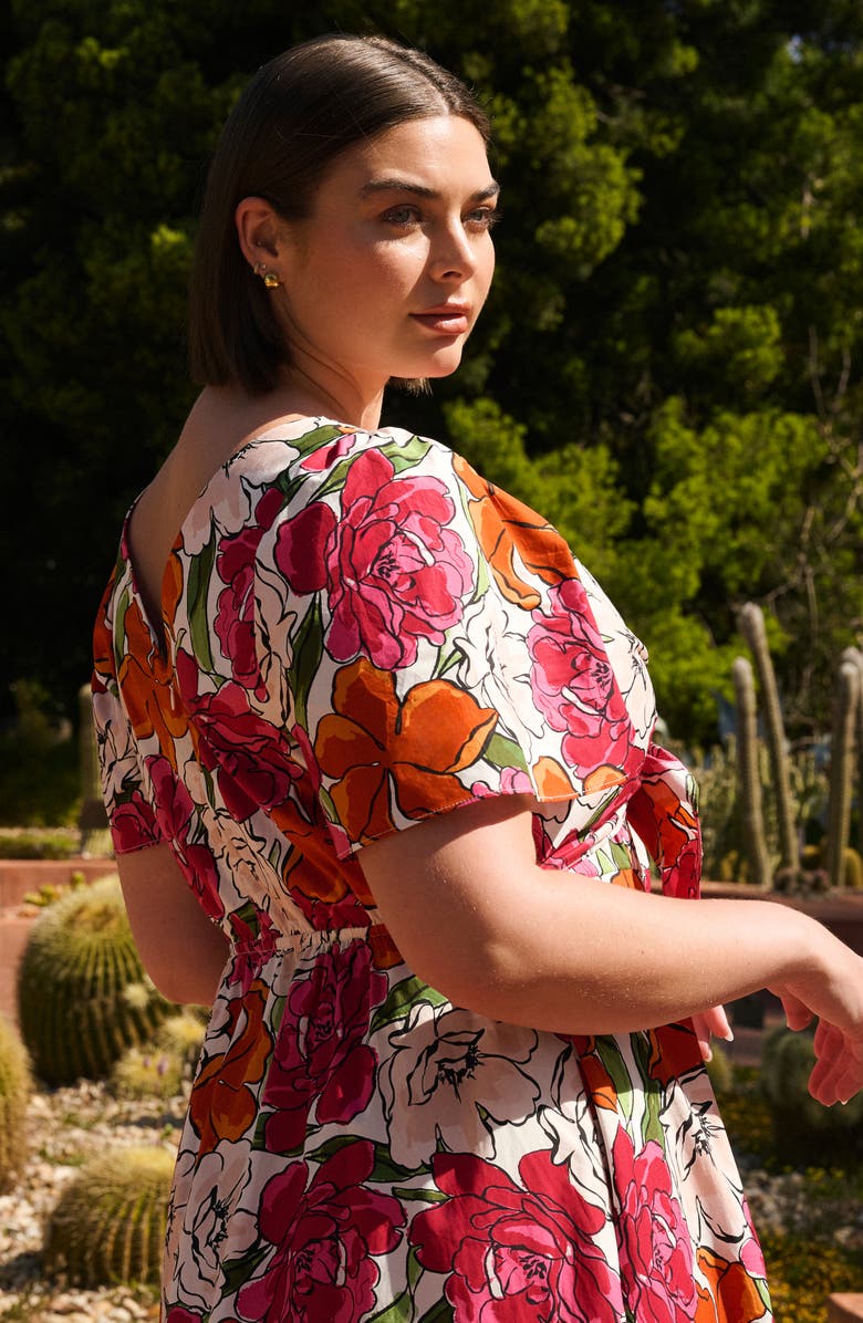 Estelle Nadja Floral Cotton Midi Dress, Alternate, color, Orange Print