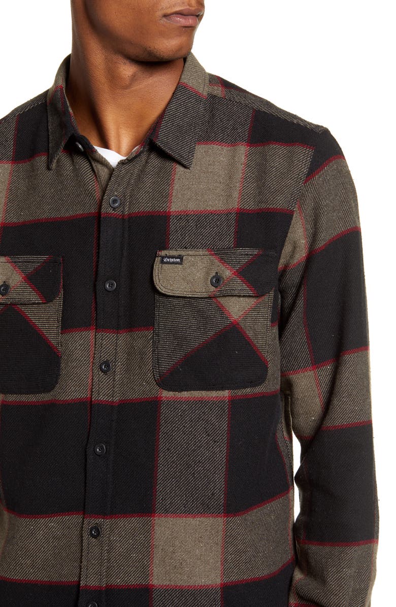 Brixton Bowery Plaid Button-Up Flannel Shirt, Alternate, color, 
