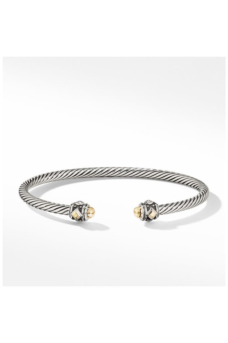 Renaissance® Classic Cable Bracelet in Sterling Silver with 18K Yellow Gold, 4mm, Main, color, GOLD DOME