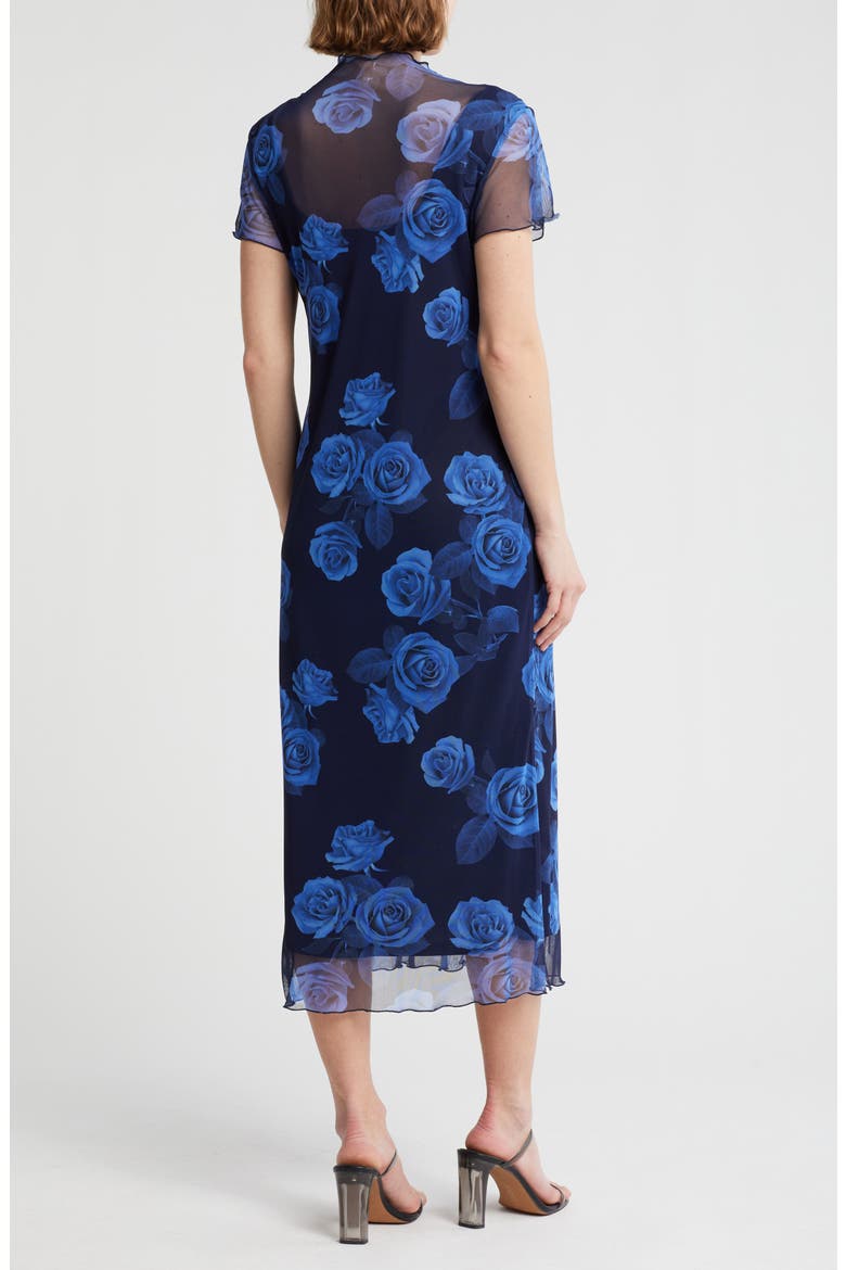 Powermesh T-Shirt Midi Dress, Alternate, color, BLUE MULTI