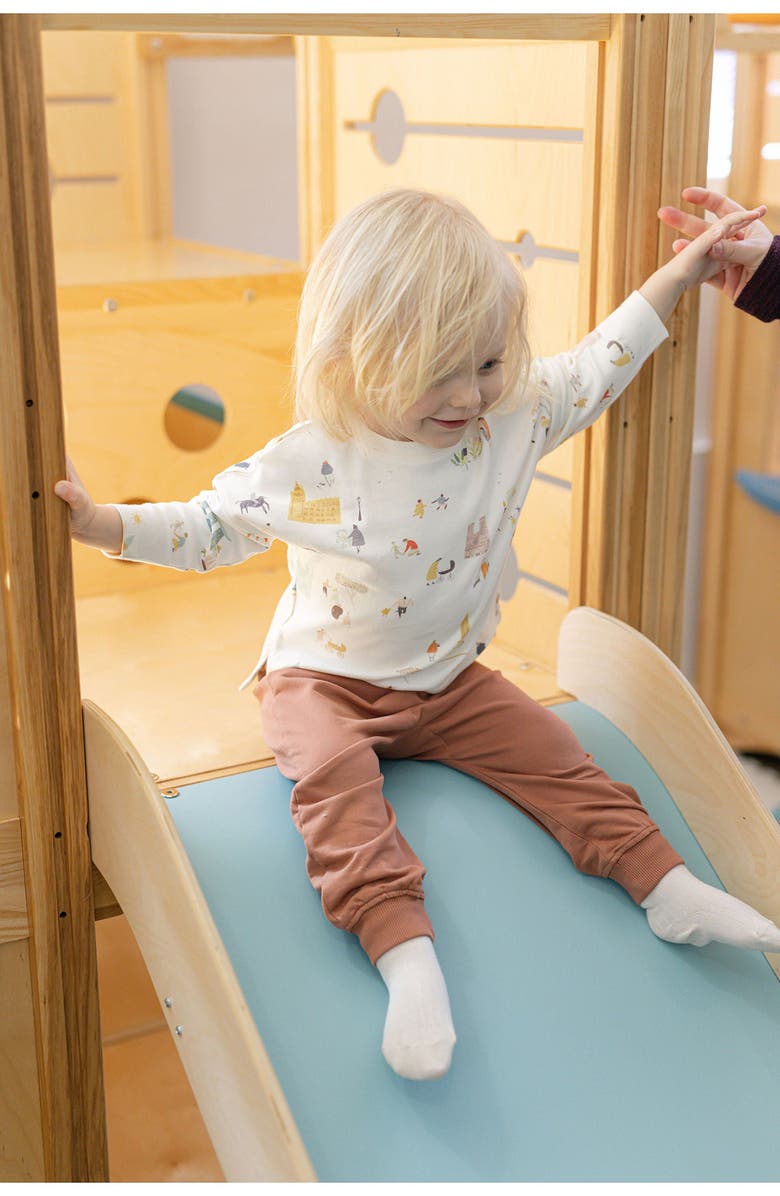 Pehr Organic Cotton French Terry Harem Pants, Alternate, color, Clay