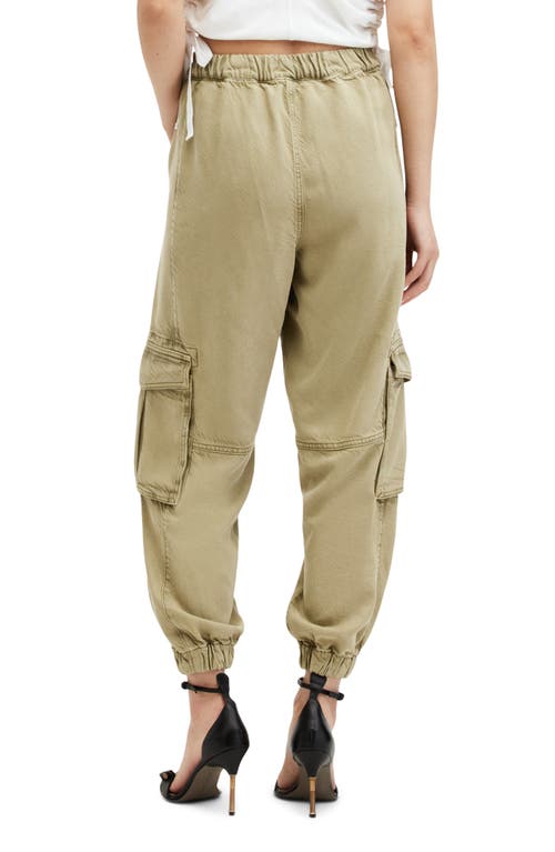 Allsaints Frieda Twill Cargo Joggers In Deep Olive Green