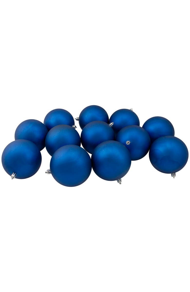 Northlight Shatterproof Matte Christmas Ball Ornaments - 4" (100mm) - Lavish Blue - 12ct, Main, color, Blue