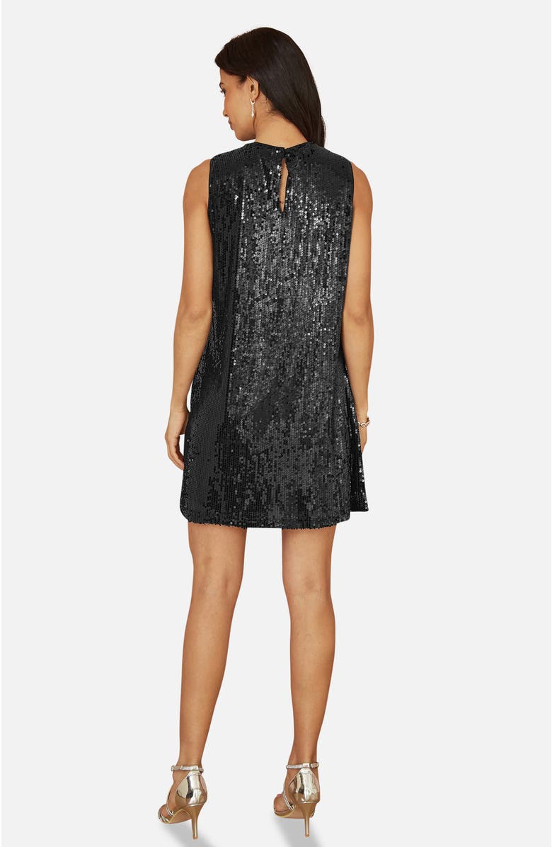 Yumi Sequin Bow Tunic Shift Dress, Alternate, color, Black