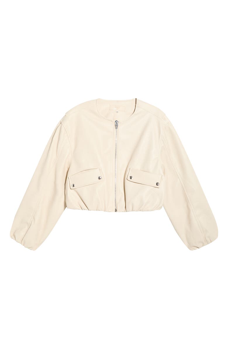 BLANKNYC Faux Leather Coated Collarless Bomber Jacket, Main, color, Picture Perfect-Stone