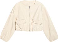 BLANKNYC Faux Leather Coated Collarless Bomber Jacket