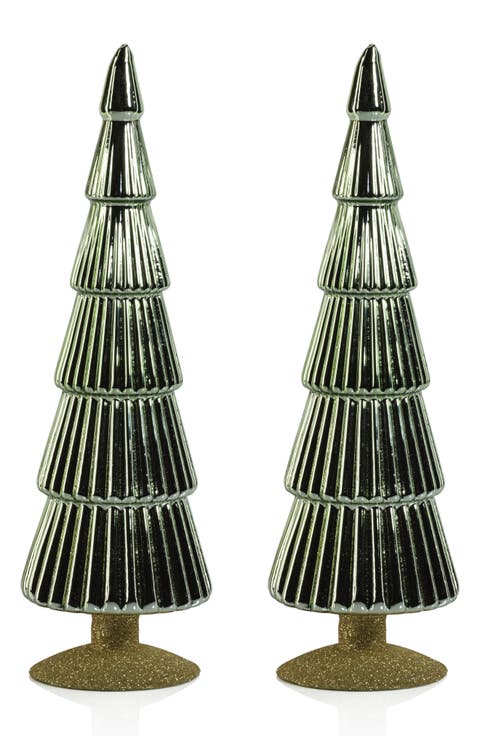 Set of 2 Dembe Glass Tree Figurines