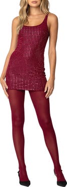 EDIKTED Rhinestone Mesh Minidress