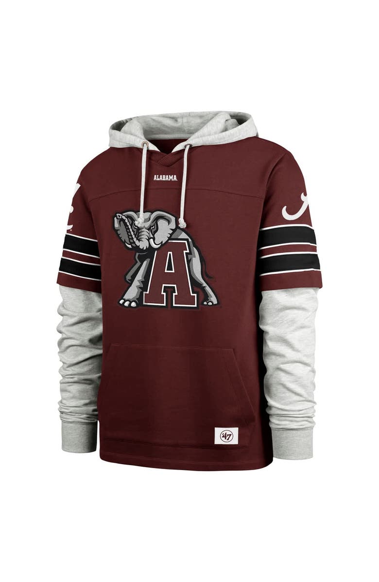 '47 Men's '47 Crimson Alabama Crimson Tide Big & Tall Blitz Lacer Pullover Hoodie, Alternate, color,