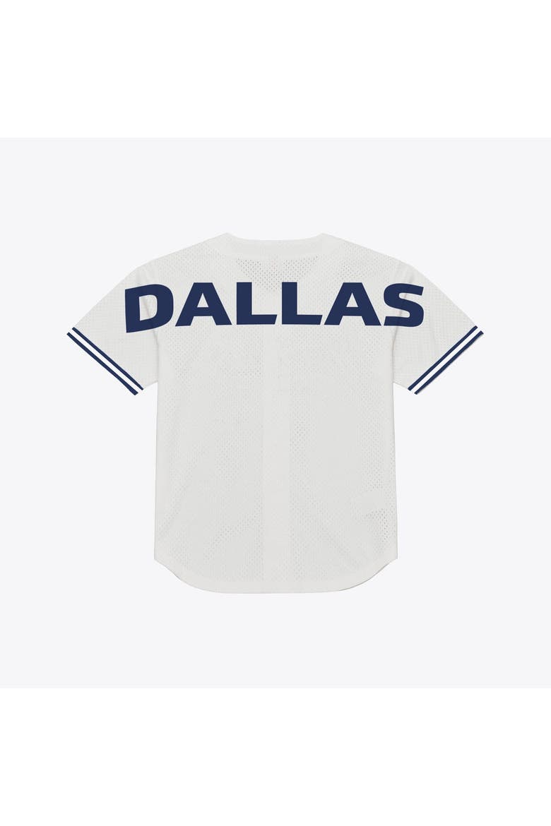 Men's Mitchell & Ness  White Dallas Cowboys Monochrome Mesh Full-Button Fashion Jersey, Alternate, color, White