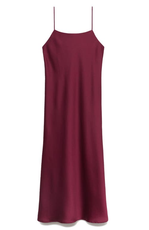 Mango Satin Midi Nightgown In Burgundy