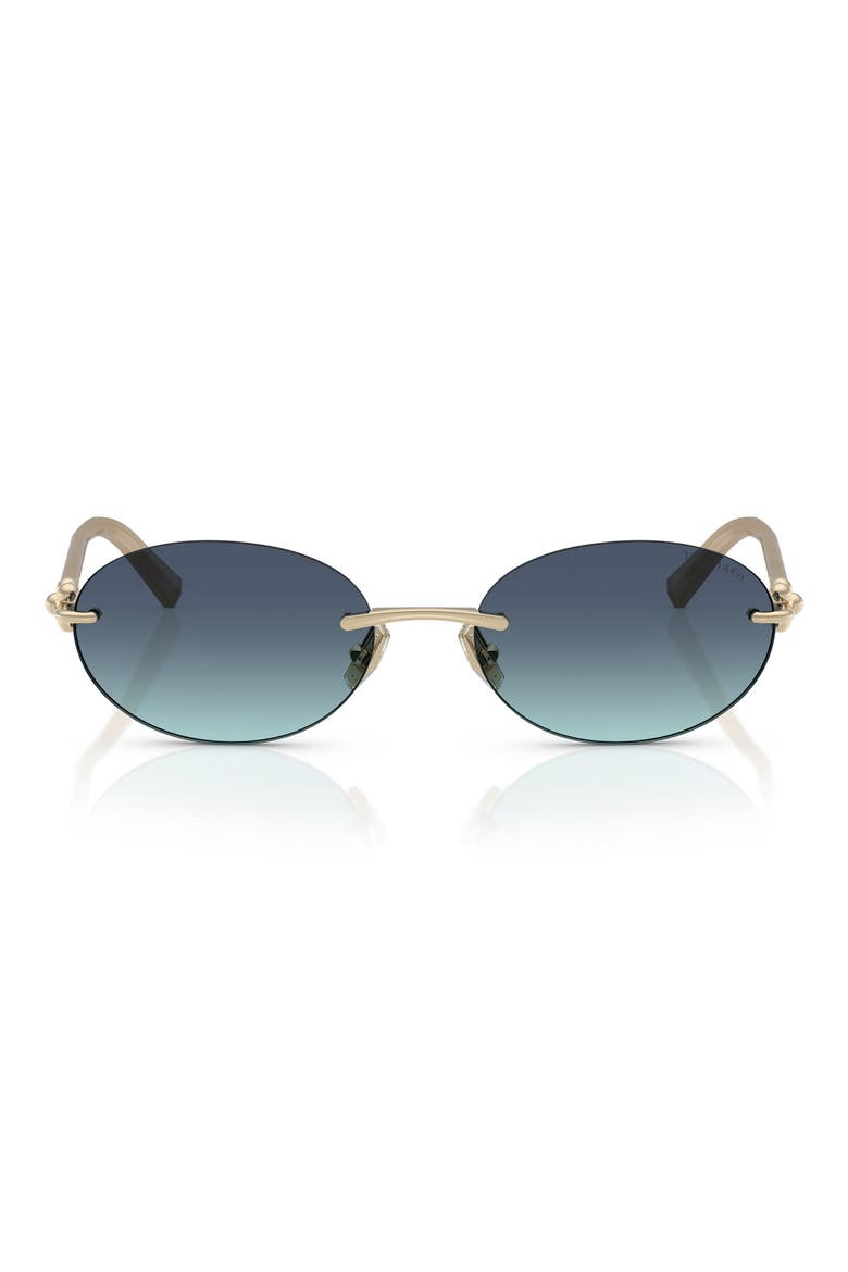 56mm Gradient Oval Sunglasses, Main, color, PALE GOLD/ AZURE GRADIENT BLUE