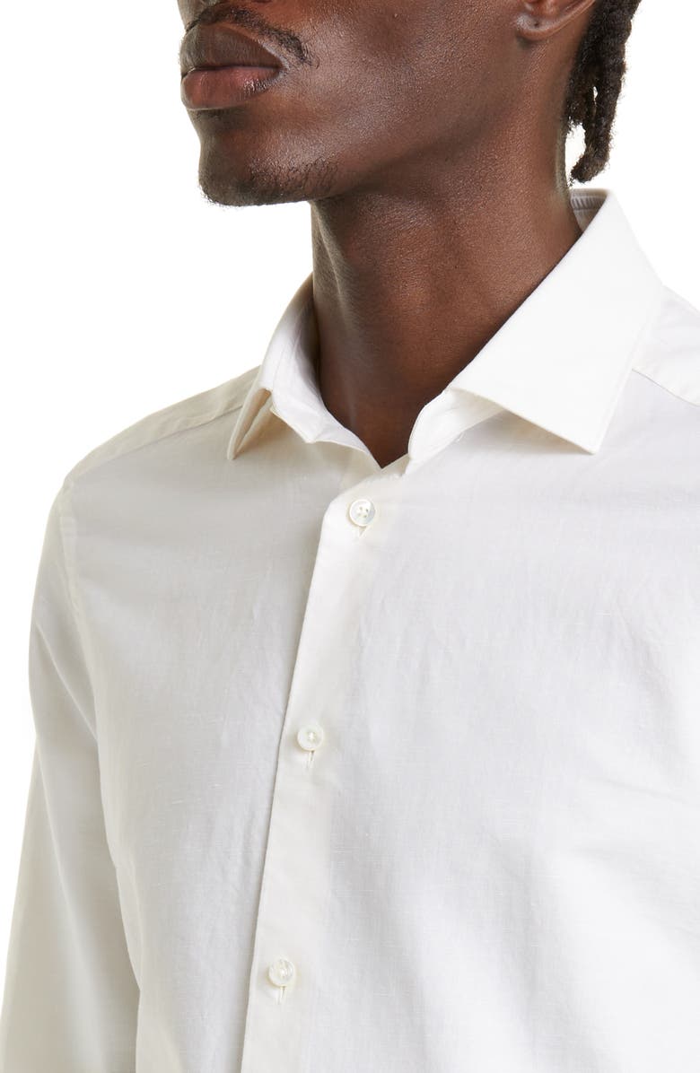 ZEGNA Crossover Cotton, Linen & Silk Button-Up Shirt, Alternate, color, 