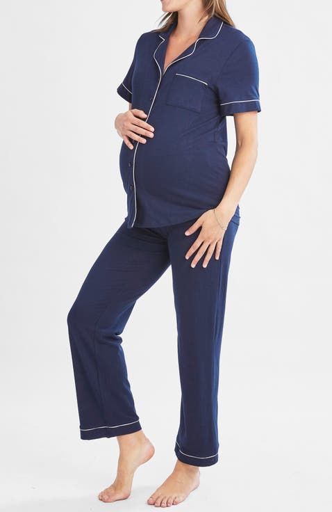 Maternity and Nursing Button Front Pajama Set