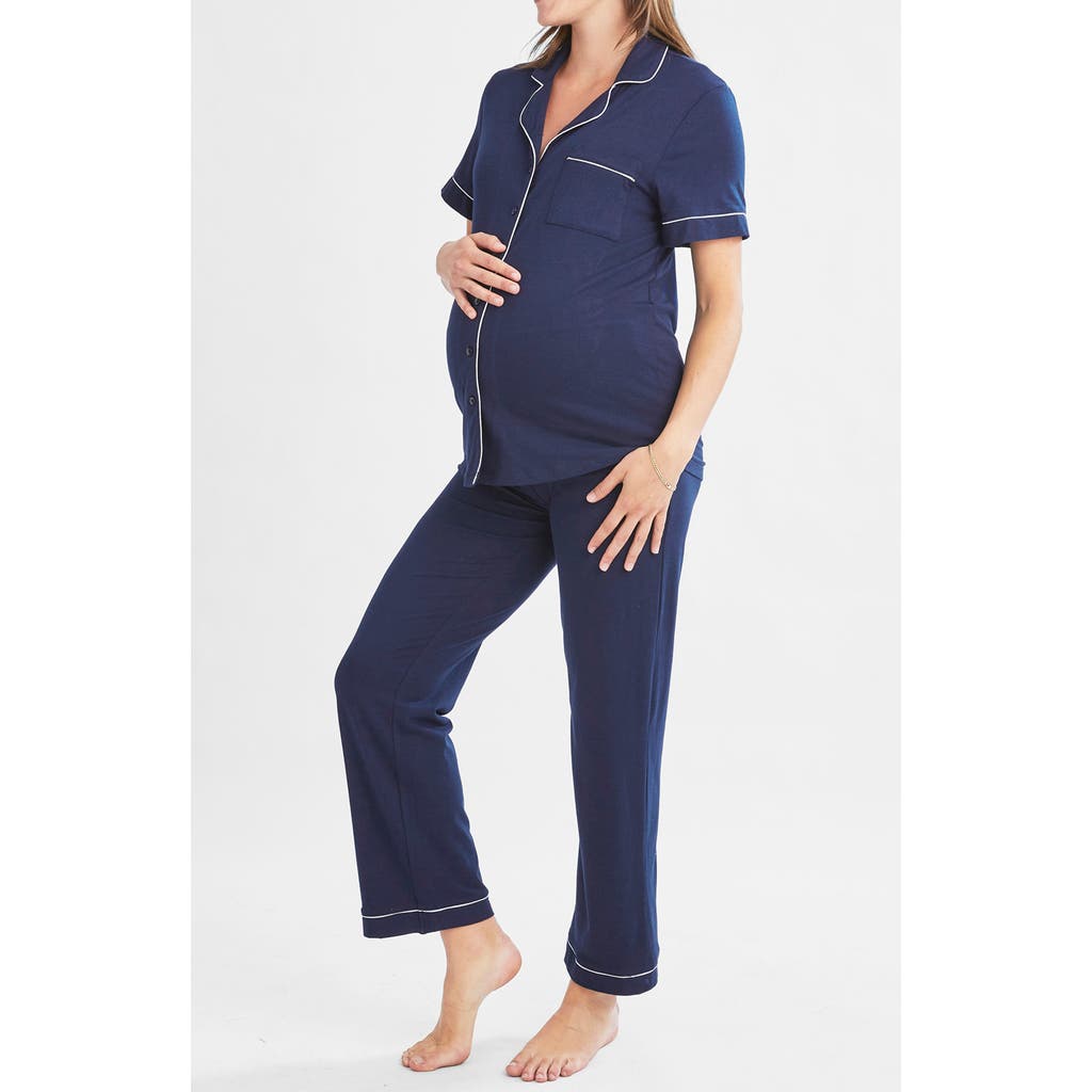 ANGEL MATERNITY ANGEL MATERNITY MATERNITY AND NURSING BUTTON FRONT PAJAMA SET