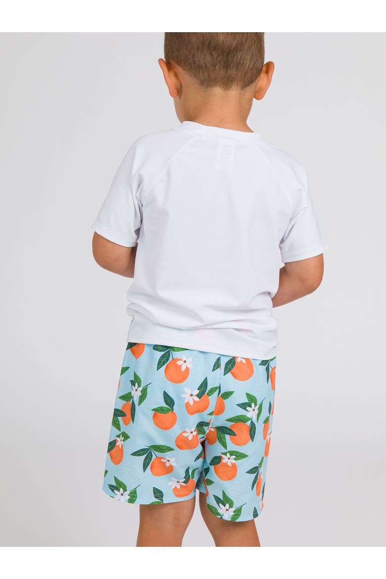 Boys Orange You The Sweetest UPF50+ Swim Trunks, Alternate, color, Blue Orange You The Sweetest