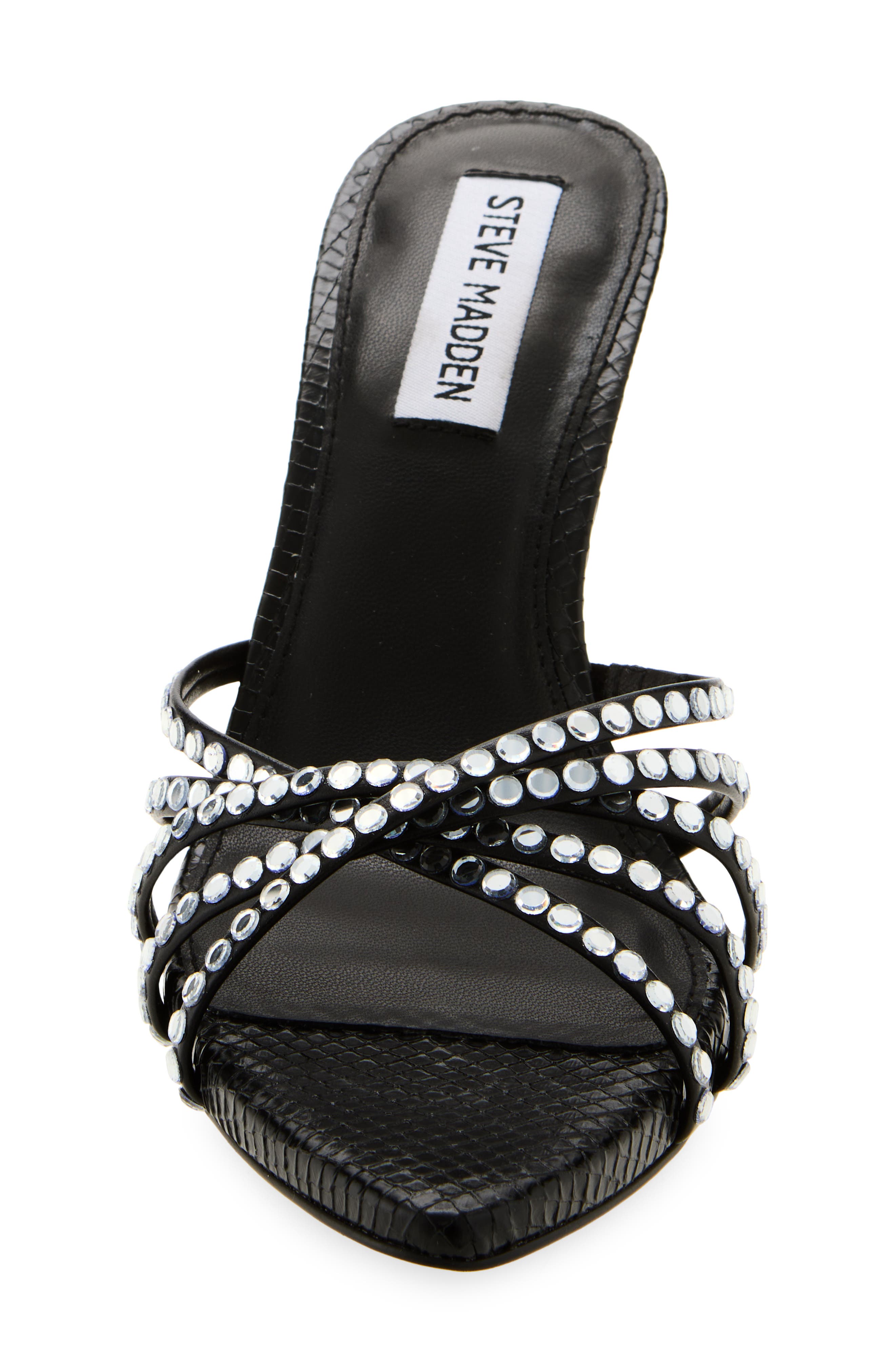 Steve Madden Brinleigh Snake Embossed Strappy Sandal, Alternate, color, Black