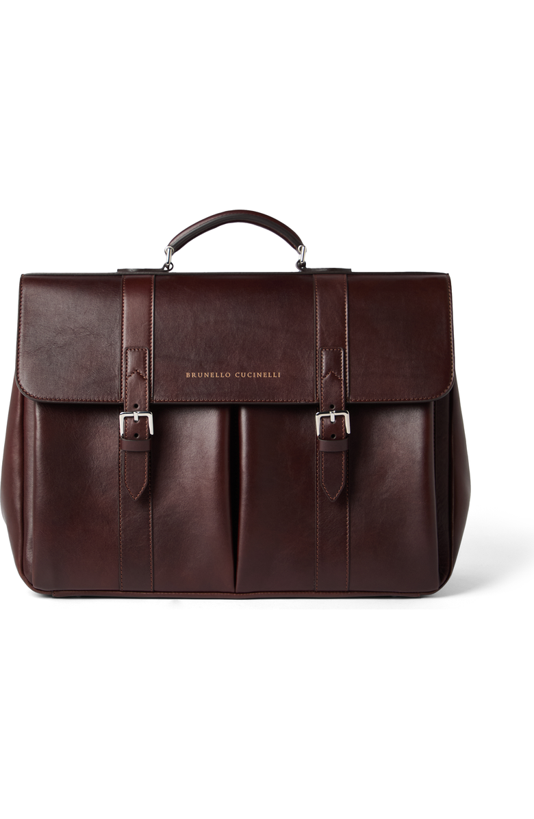 Brunello Cucinelli Calfskin briefcase, Main, color, Burgundy