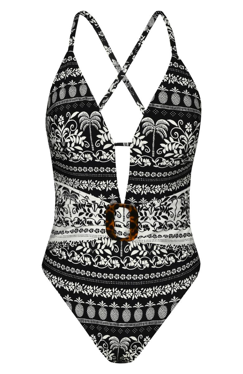 Sunshine 79 Coast V-Plunge One-Piece Swimsuit, Alternate, color, Ivory