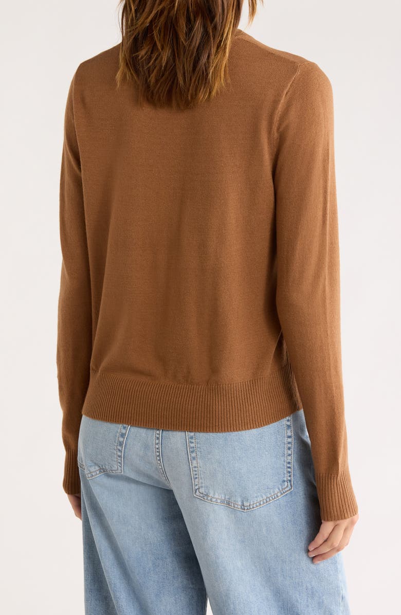Elodie Tipped Crewneck Sweater, Alternate, color, Brown