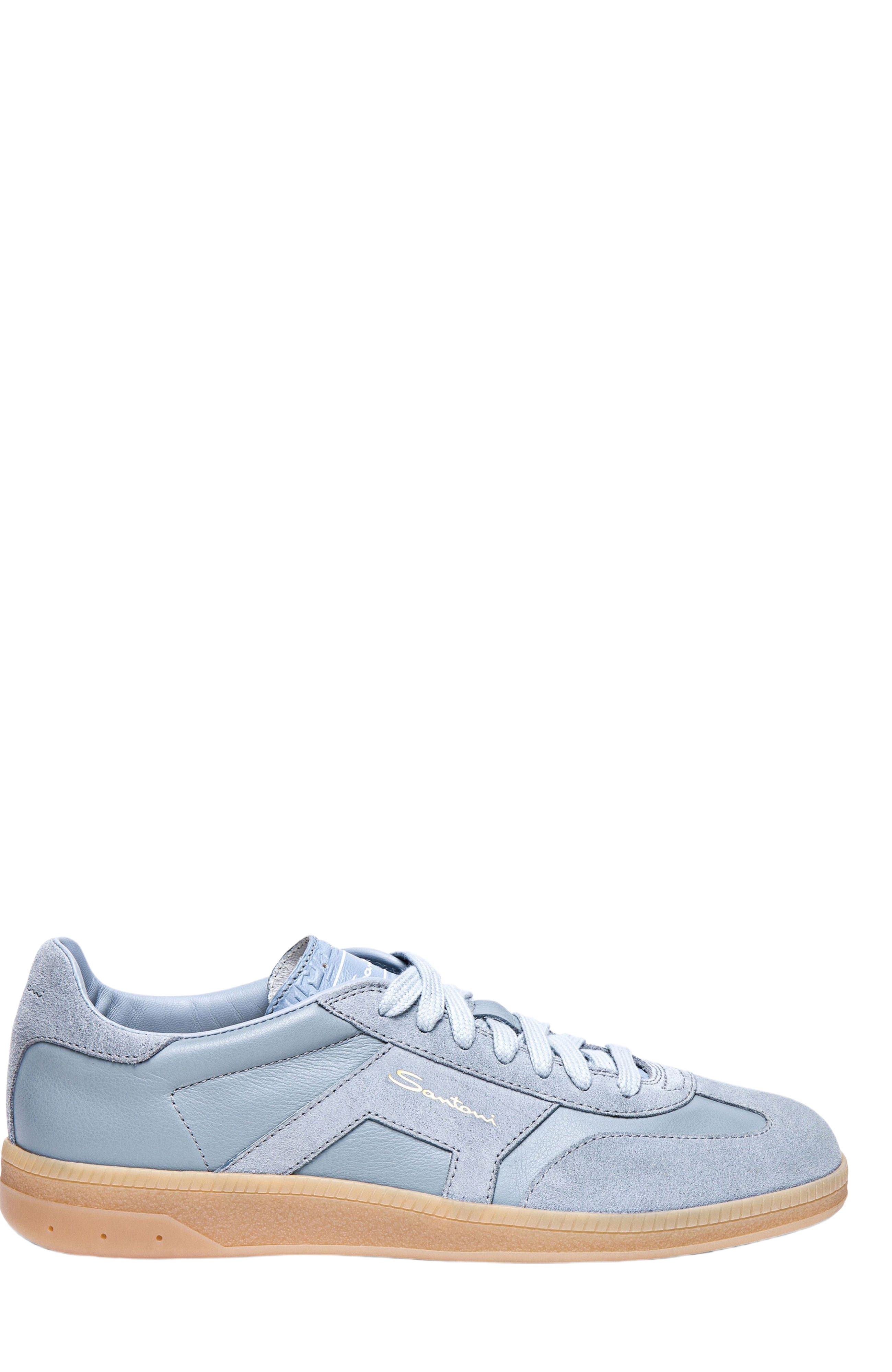 Santoni Women's DBS Oly sneaker, Alternate, color, Light Blue