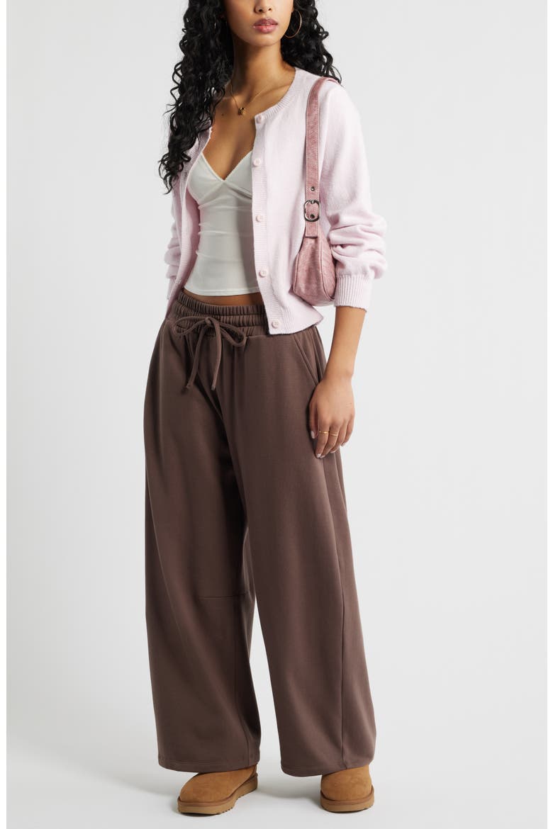 Barrel Leg Fleece Sweatpants, Alternate, color, BROWN QUARTZ